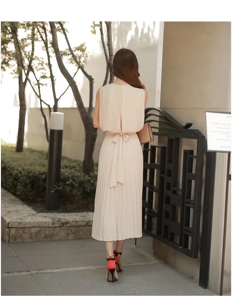 Одежда в стиле бохо плиссированные юбки без рукавов 2020 Ретро стиль женская