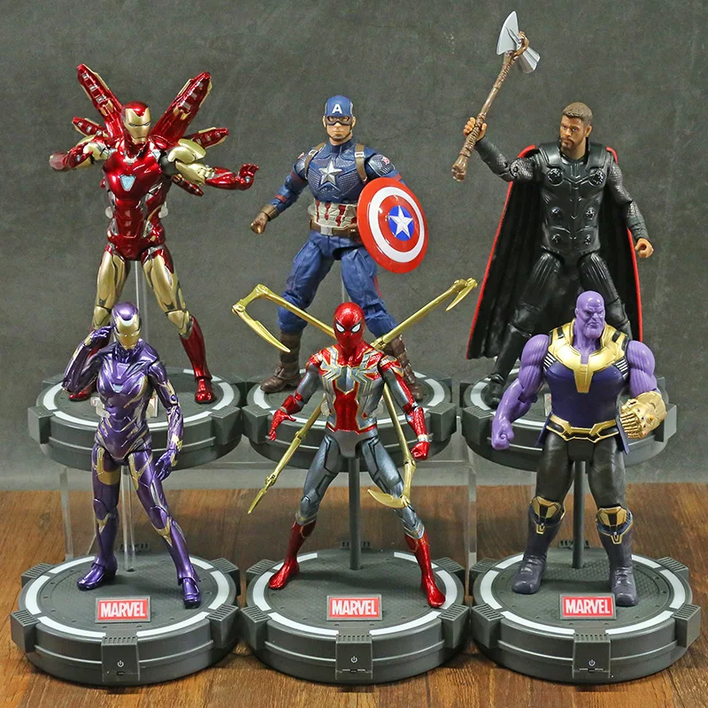 

Marvel Avengers Iron Man MK85 Spiderman Pepper Potts Captain America Thor Black Panther Hulk Thanos 7" Action Figure ZD Toys