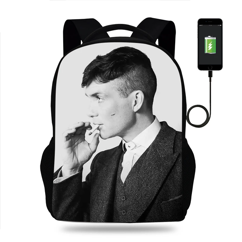 

Peaky Blinders Backpack Boys Girls School Bag Book Bags Men Women Rucksack Teens USB Travel Knapsack Mochila