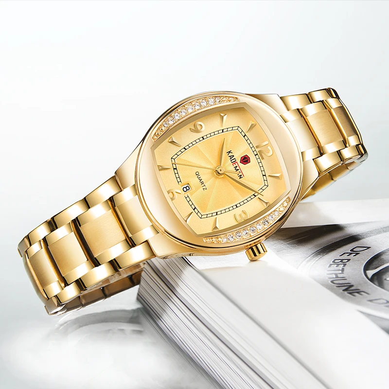 Женские часы с кристаллами алмаза Кварцевые водонепроницаемые из стали