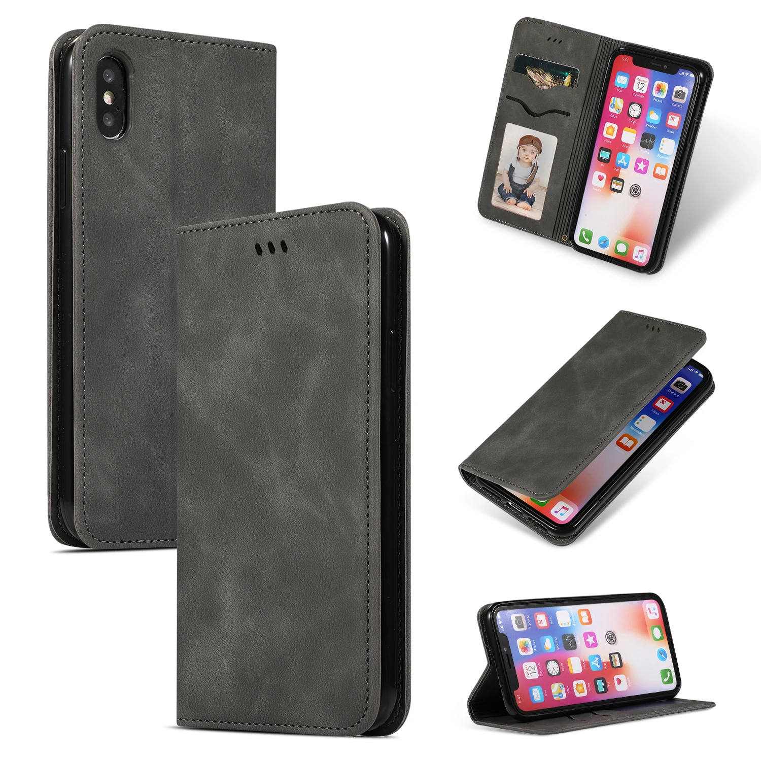 Магнитный чехол для IPhone 7 8 6 6s Plus Xr X Xs Max роскошный Флип кожаный бумажник-книжка чехол для IPhone 11 pro Max держатель для карт