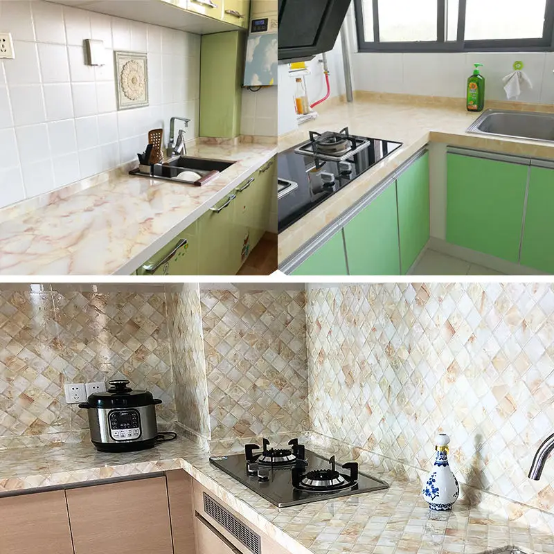 Современные самоклеящиеся мраморные обои рулон мебели кухни ПВХ Виниловая