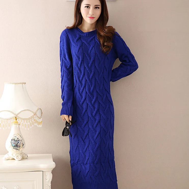 Модное зимнее вязаное платье свитер женская одежда свободное утепленное женское осенние женские вечерние
