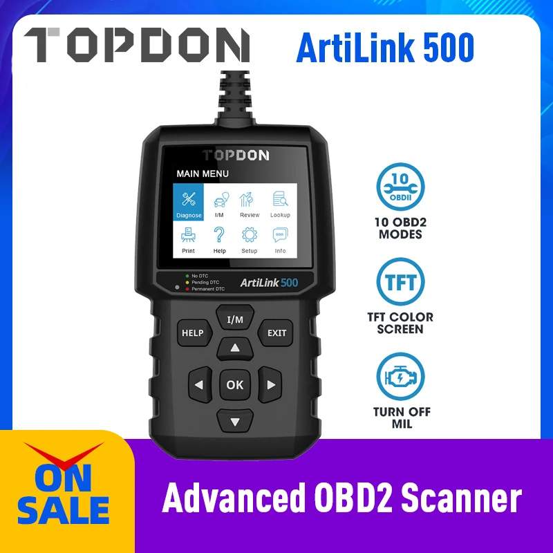 OBD2 сканер TOPDON AL500 автомобильный полный OBDII диагностический инструмент