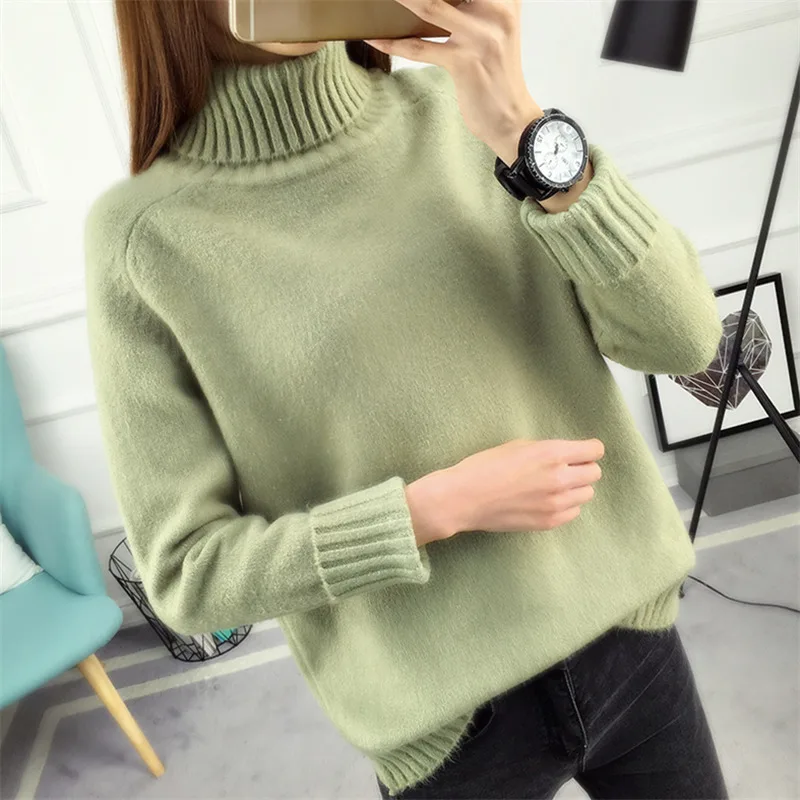 14 colors 2019 Autumn winter Sweater Women Knitted Turtleneck Casual Soft Fashion Slim Femme Elasticity Pullovers NS9097 | Женская