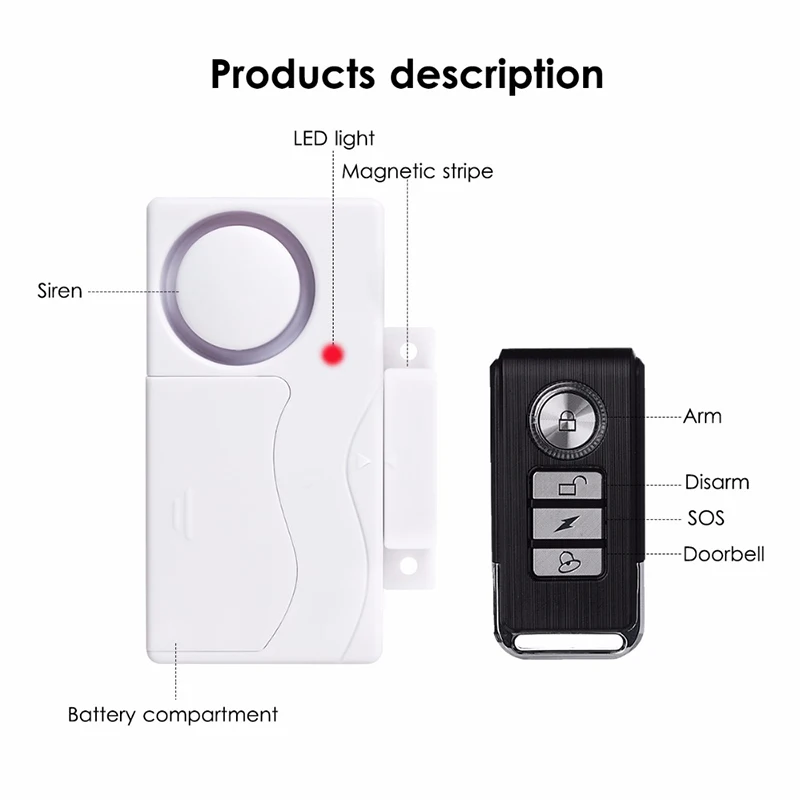 Marlboze Wireless Door Window Entry Security ABS Remote Control Sensor Alarm Host Burglar System Home Protection | Безопасность и