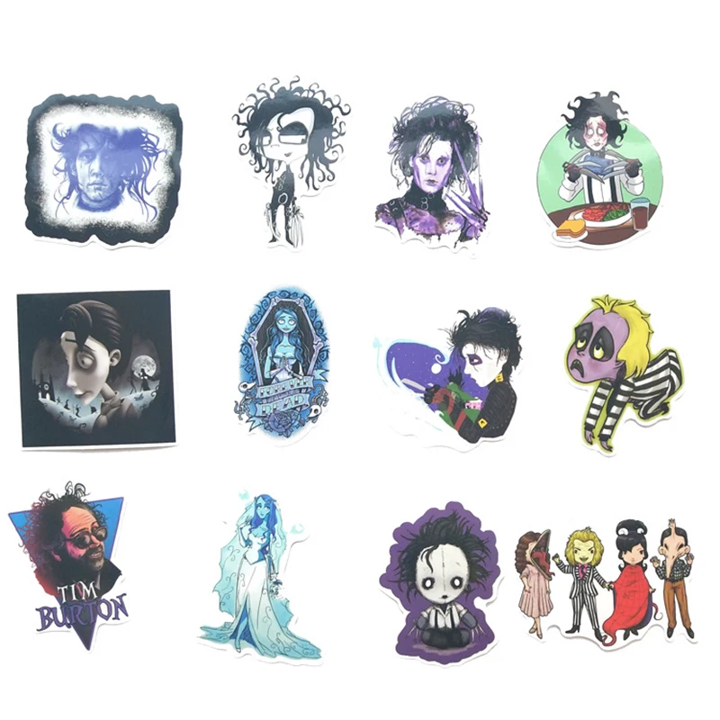 61pcs Stickers Tim Burton Classic Movie Edward Scissorhands Graffiti Sticker For Skateboard Laptop Bicycle Waterproof Decals F4