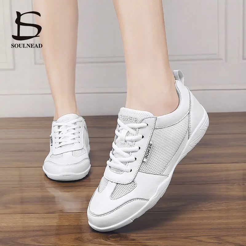 Adult Women Aerobics Shoes White Jazz Dance Shoes Girls Competitive Shoes Soft Sole Female Fitness Dance Sneakers Size 34-41