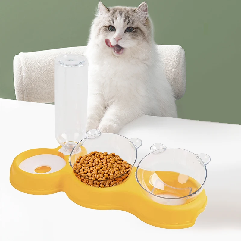 

Cat Bowl Automatic Feeder Anti-Overturning Moisture-Proof Mouth Dog Double Bowl Drinking Raised Feed Water Feeder Bowl For Cats
