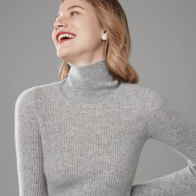 100% кашемировый женский свитер новинка 2021 теплый облегающий с высоким воротником