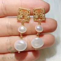 10 12mm white baroque pearl earring 18k ear stud gift cultured party irregular wedding