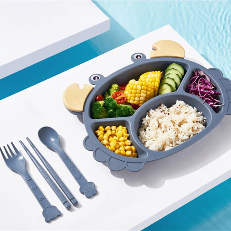 Набор детской посуды из пшеничного волокна столовая посуда с крабом для