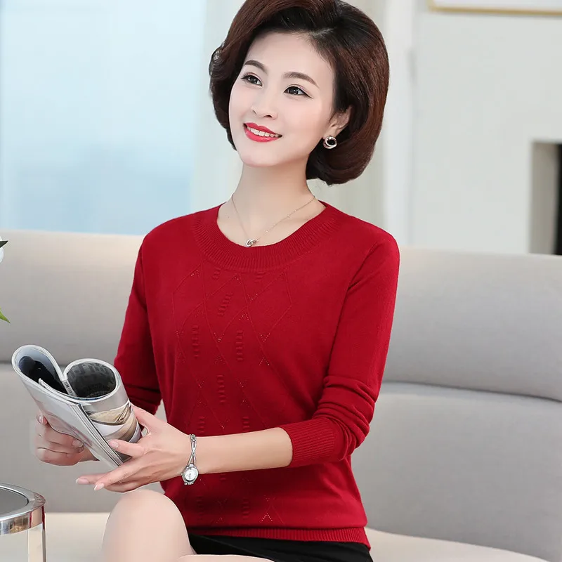 Осень 2020 Новые свитера для женщин среднего возраста пуловеры размера плюс с