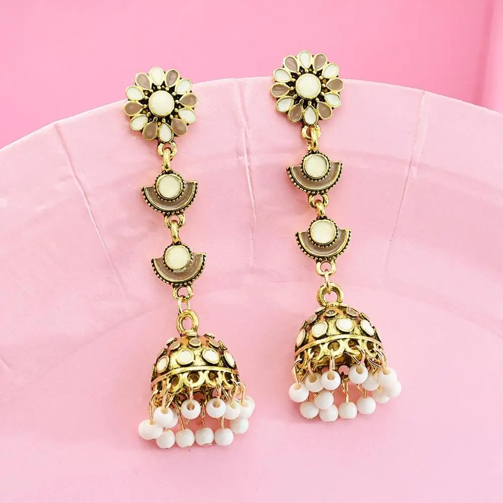 

Egypt Vintage Colorful Jhumka Bells Beaded Long Tassel Statement Earrings for Women Turkish Tribal Gypsy Indian Jewelry Party