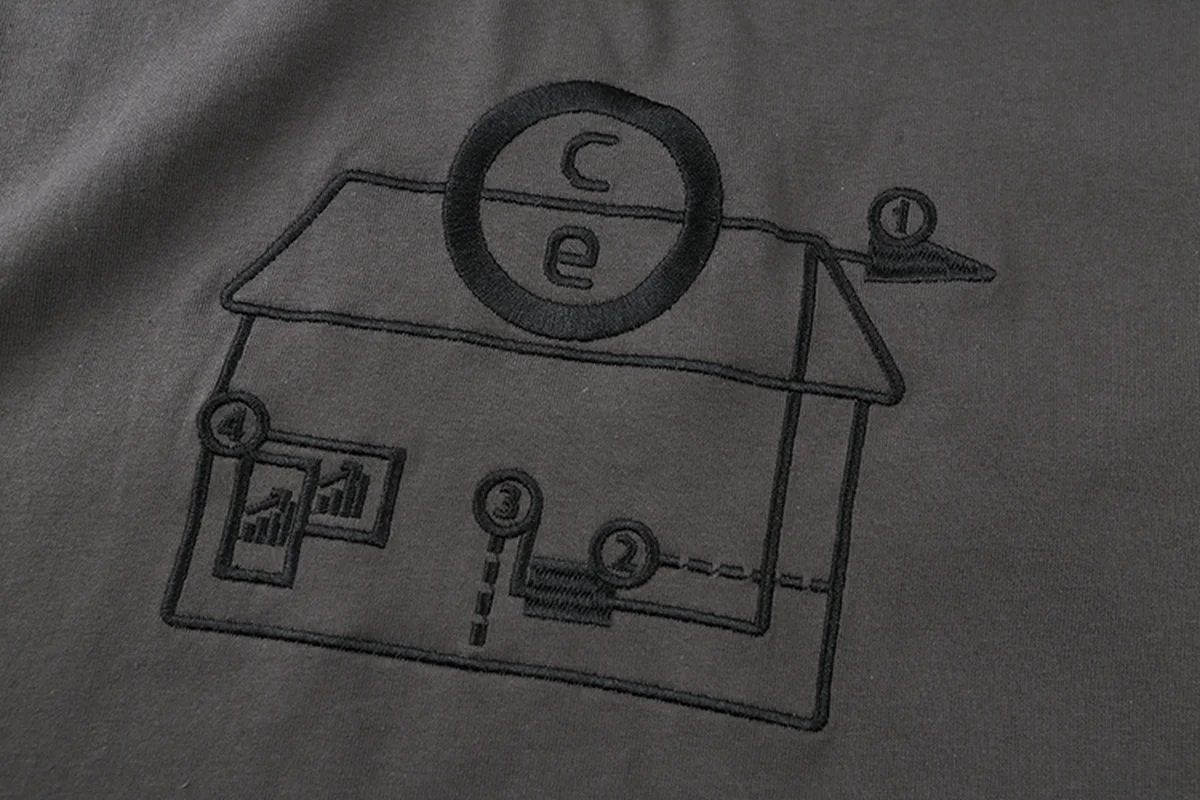 Мужская/женская футболка с вышивкой в японском стиле | Мужская одежда