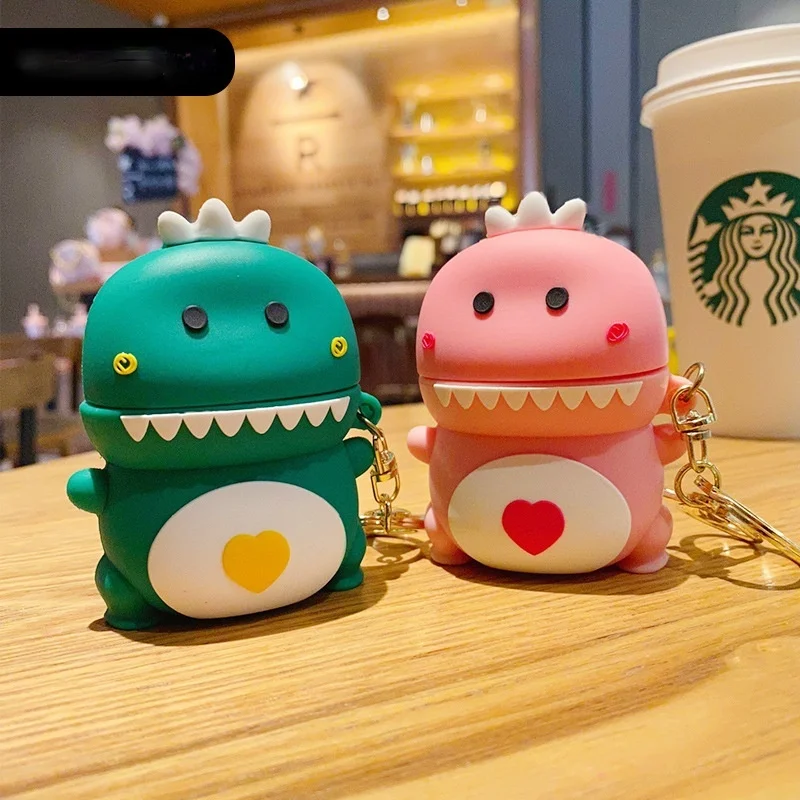 

Kawaii Dinosaur Headset Set Keychain Pendant Cute Earphone Cover Key Chain Bag Pendant Lovers Accessories Creative Gift