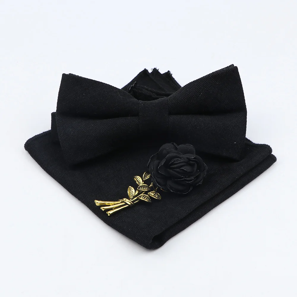 Мужская мягкая микро замша бабочка Карманный платок Набор Винтажная брошь в виде