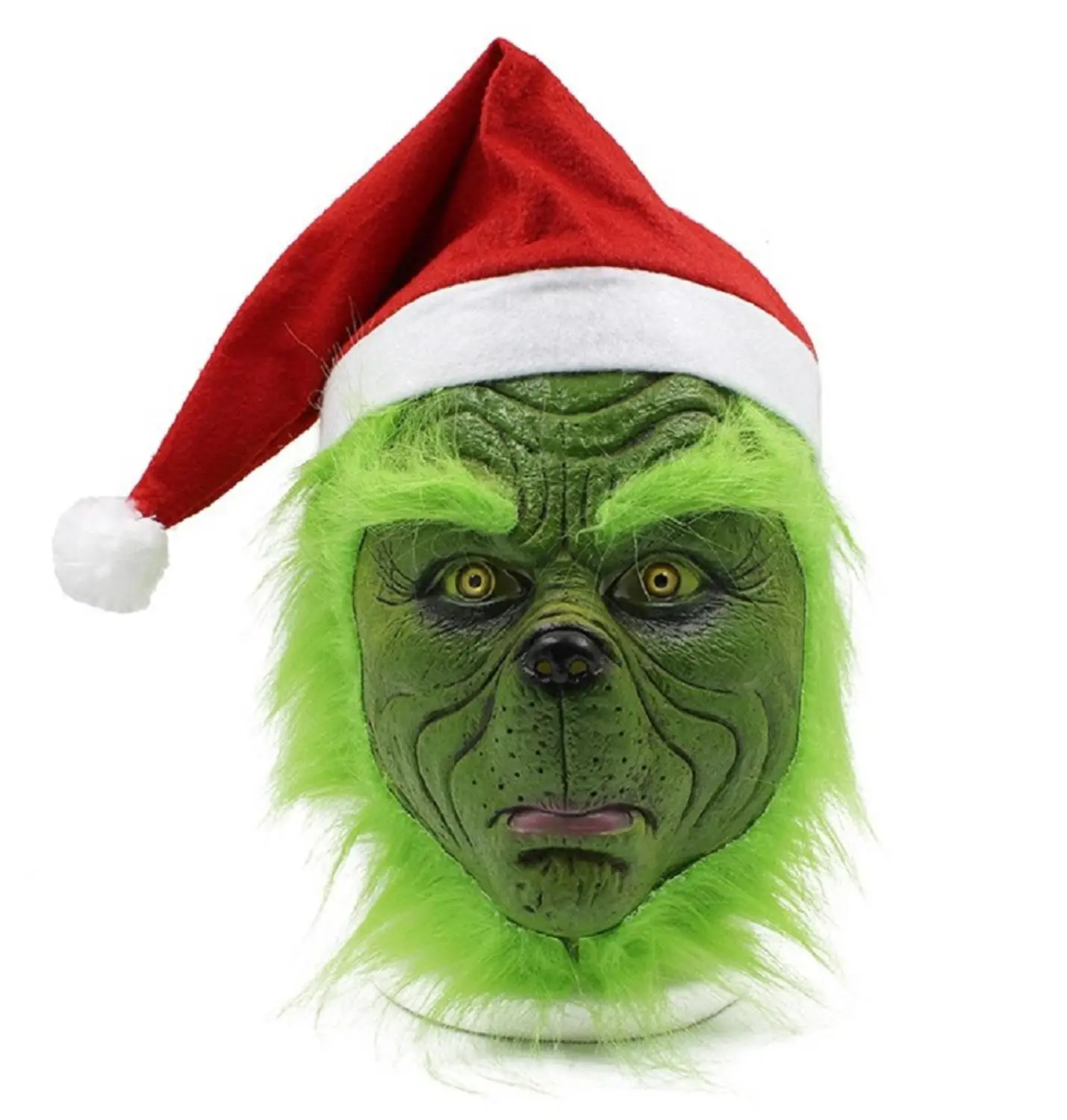 Смешной Grinch палантин Рождественская маска для вечеринки Косплей шляпа рождество полный голова латексная маска с далее взрослый костюм Grinch маска реквизит