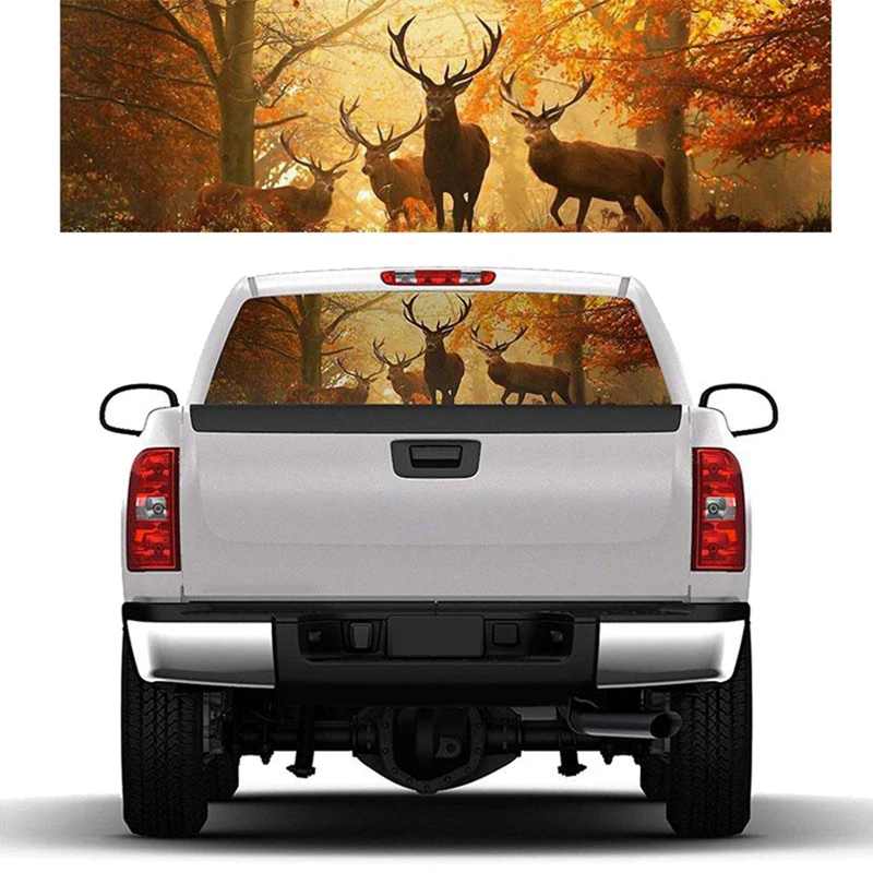

Elk Forest for Truck Jeep Suv Pickup 3D Rear Windshield Decal Sticker Decor Rear Window Glass Poster 66.1 x 29.1Inch