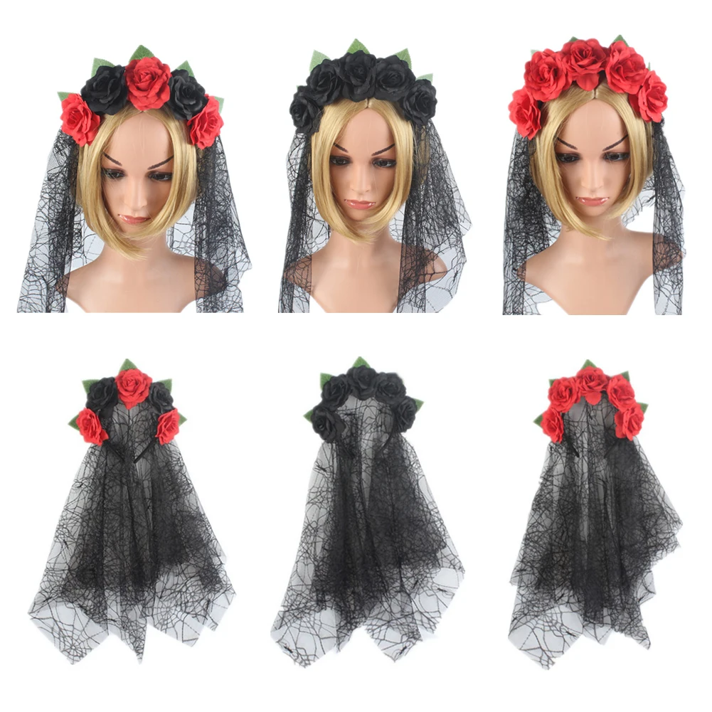 Ободок для волос на Хэллоуин с черепом и хризантемой 1 шт. | Дом сад