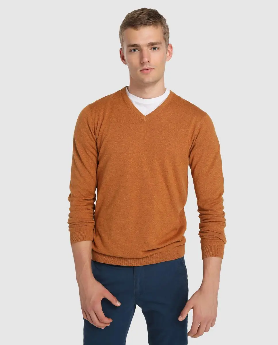 Мужская майка горчичного цвета с v-образным вырезом | Спорт и развлечения