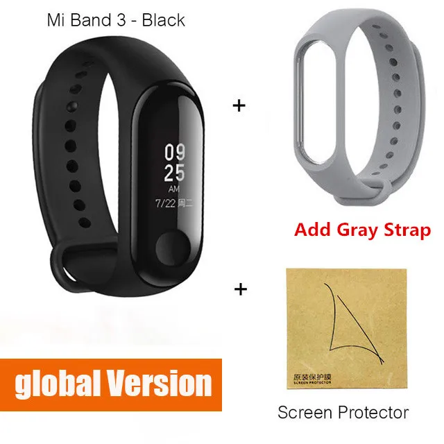 Mi 3 GB gray film Xiaomi mi band 3 mi Band 4 новейший музыкальный умный Браслет пульсометр фитнес 135 мАч 3 Цвета экран Bluetooth 5,0 - Цвет: Mi 3 GB gray film