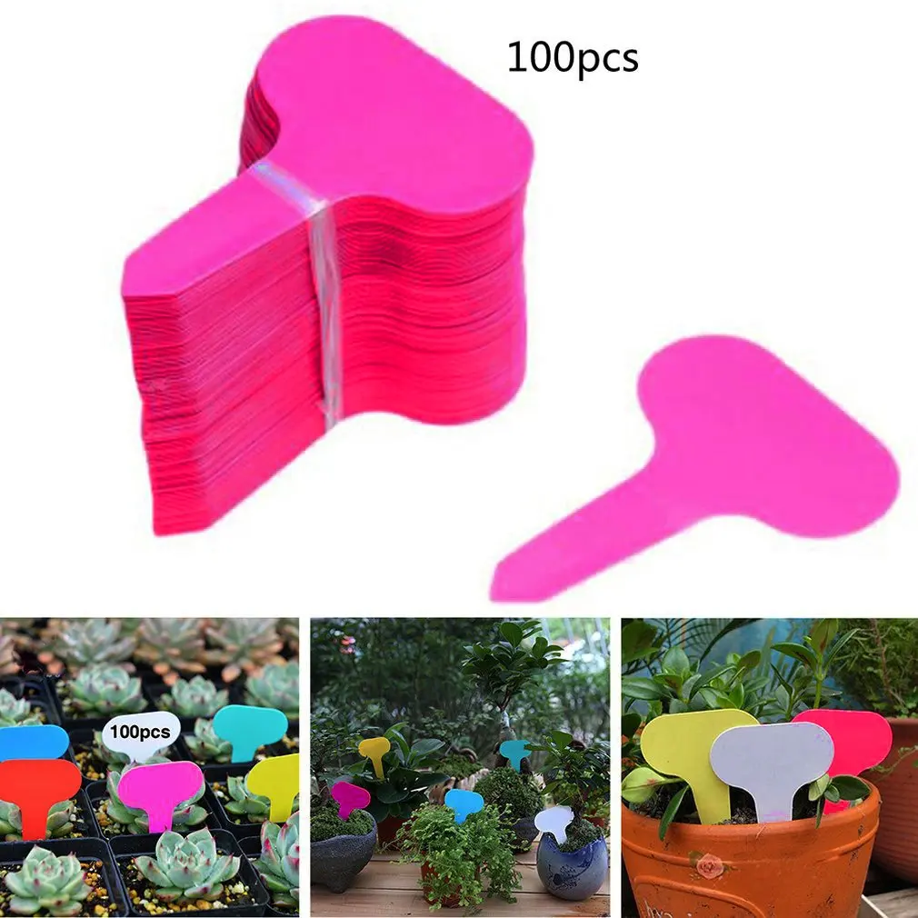 

100Pcs Plastic T-type Garden Tags Ornaments Plant Flower Label Nursery Thick Tag Markers for Plants Garden Decoration