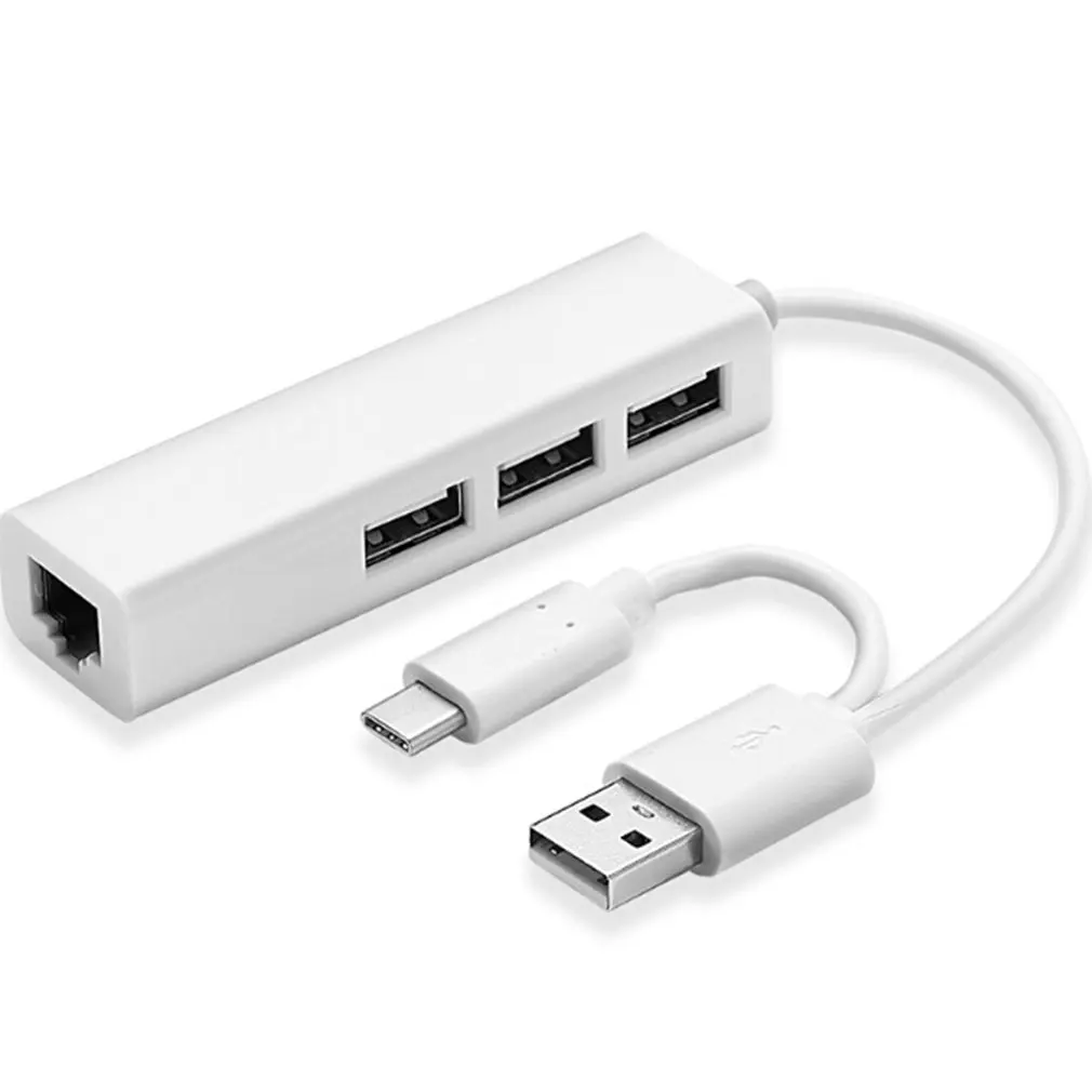 USB Ethernet с 3 портовым концентратором 2 0 + Type C RJ45 Lan сетевая карта к адаптеру для iOS Android 3. концентратор|USB-хабы| |