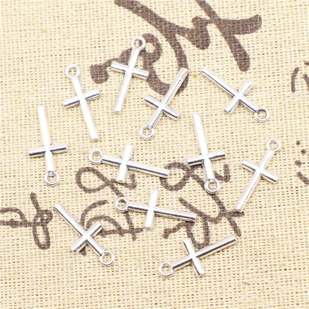 

Cross Charms Supplies For Jewelry Making Kit Antique Silver Color 60pcs 9x19mm