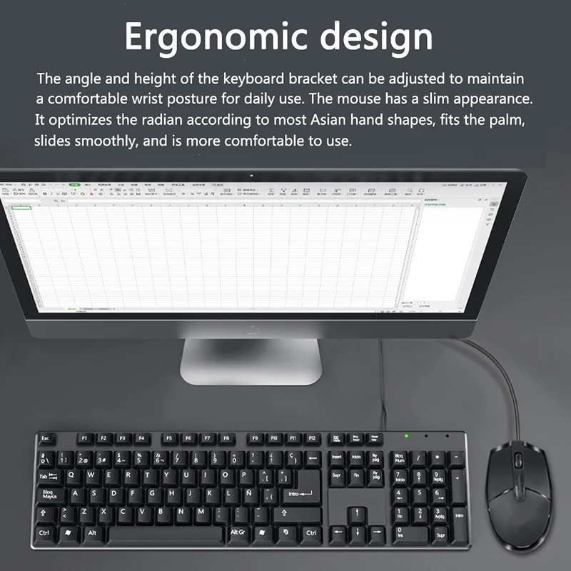 

Usb Keyboard And Mouse Wired Set Waterproof For Windows/PC/Laptop/Surface/Desktop Computer Accessories