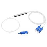 5pcslot fiber optical plc splitter sc 1 2 mini steel tube type 1x2 0 9mm fiber opitc splitter scupc connector free shipping