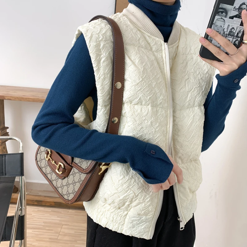 

Winter 2020 Women's vest down vest women's round neck vest zipper sleeveless jacket vest warm vest plus size jacket