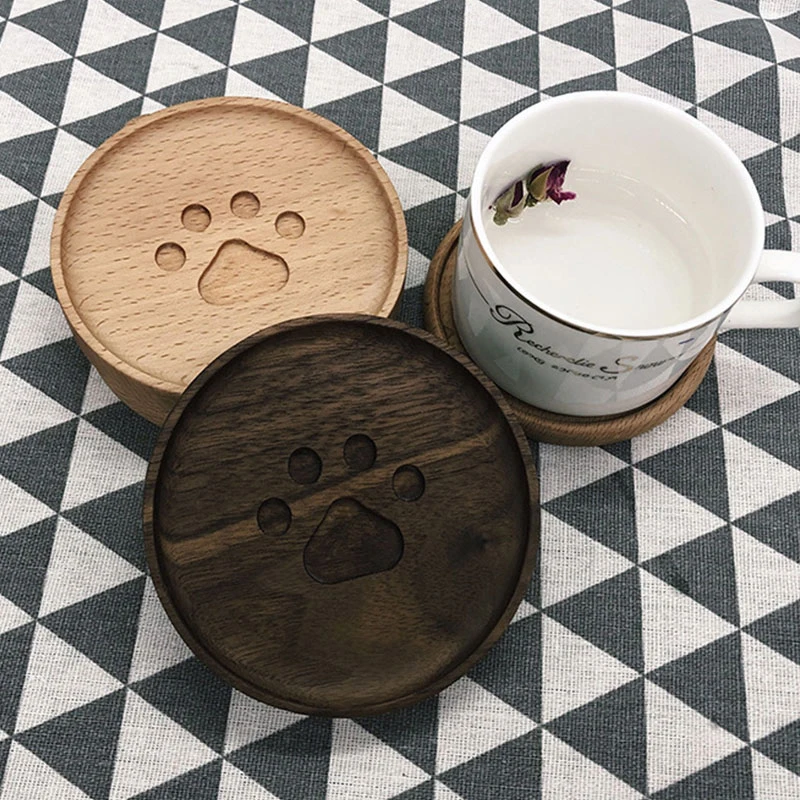 

Insulated Wooden Coasters Cup Holders Geometric Bear Coasters Practical Anti-scalding Pads Japanese Style Heat Insulation Pads