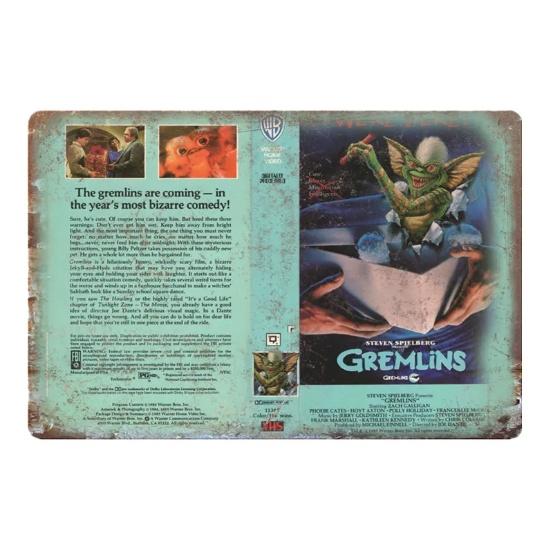 Черный Металлические барные Знаки Декор Gremlins винтажные металлические знаки бляшки и знаки домашний декор тарелки Ретро Размер: 20*30 см - Цвет: Черный