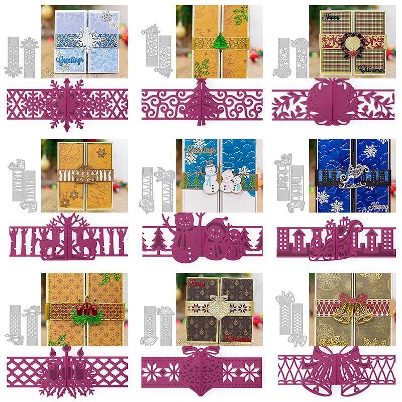 Рождественская открытка пряжка металлическая рамка шаблоны для резки