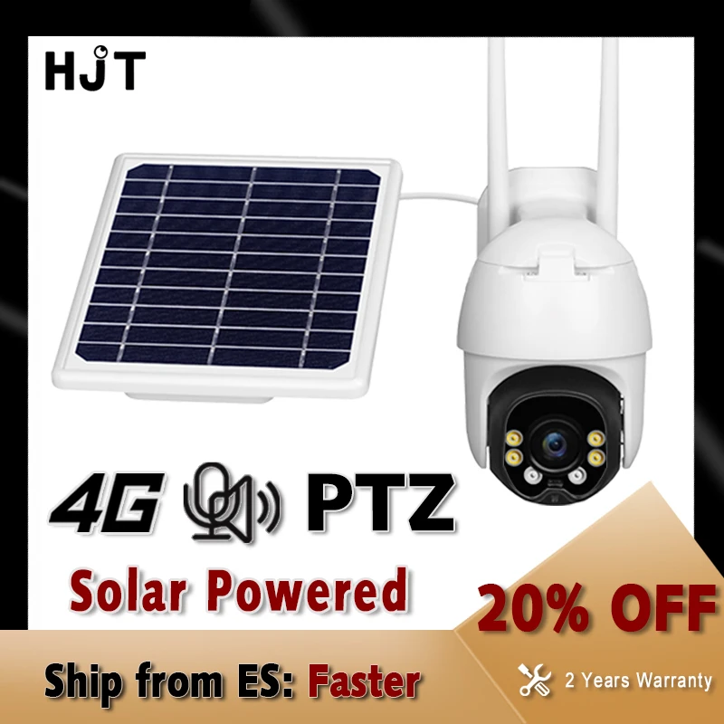 HJT 4G ip камера на солнечной батарейке HD 1080P IR Водонепроницаемая PTZ ночного видения
