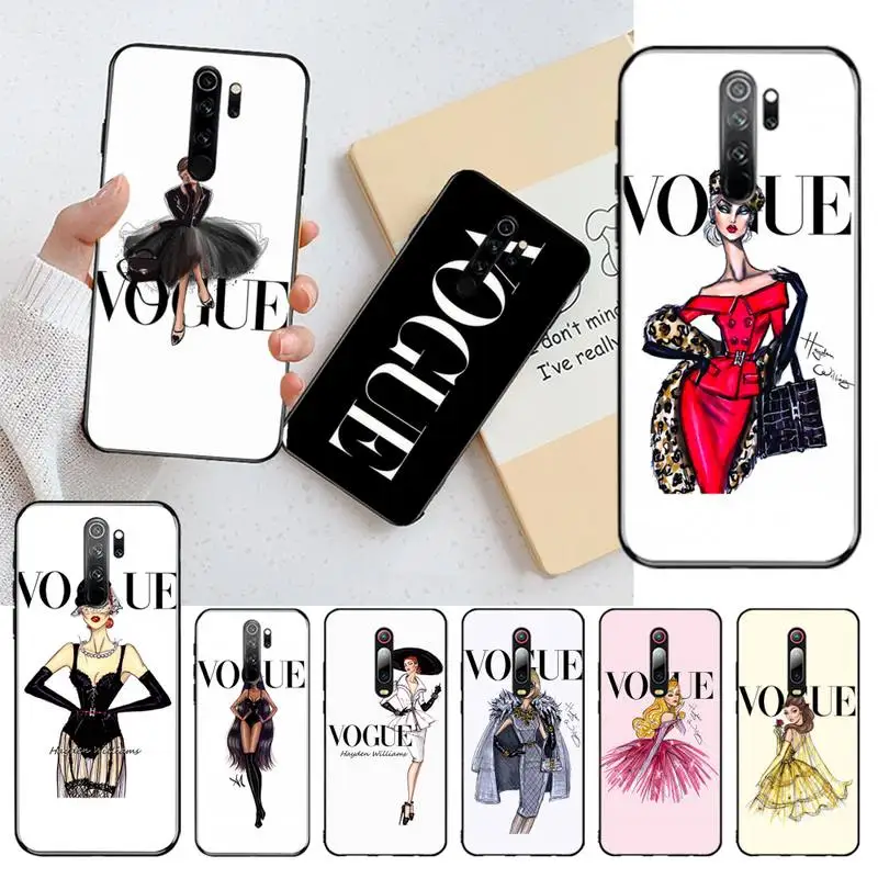Модный очаровательный женский Мягкий силиконовый черный чехол Vogue с рисунком для
