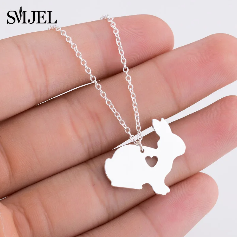 SMJEL бижутерия маленький кролик ожерелье из нержавеющей стали на заказ сердце