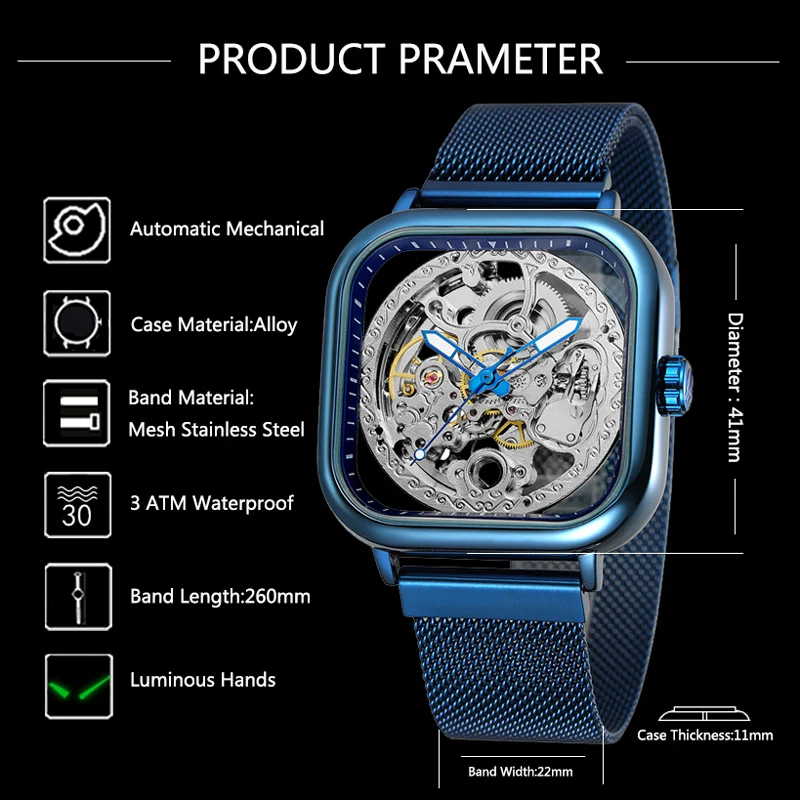 FORSINING мужские наручные часы автоматические механические военные армейские