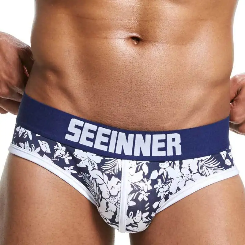 

Men Sexy Pure Cotton Printed Triangle Underwear Low Waist Fashion Man Youth U Convex Briefs Men'S Underwear