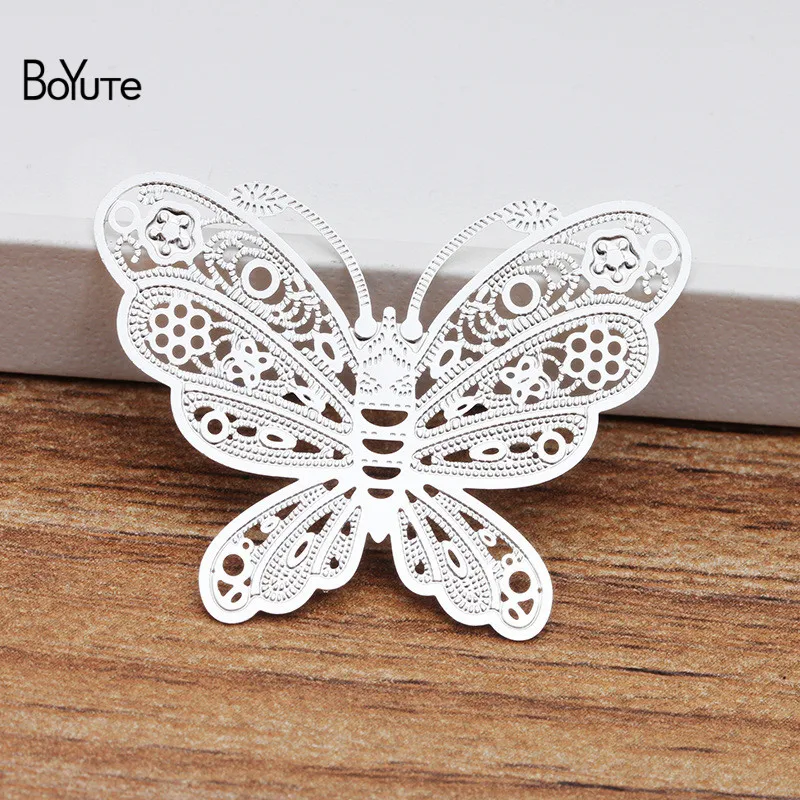 BoYuTe 20 шт. 35*27 мм латунная филигранная подвеска-бабочка 6 цветов лист с гравировкой