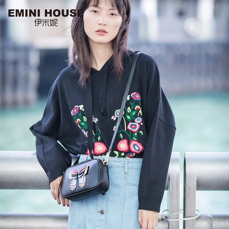 EMINI HOUSE, женские сумки через плечо из спилка,, женская сумка через плечо с аппликацией бабочки, женские сумки-мессенджеры с клапаном на молнии