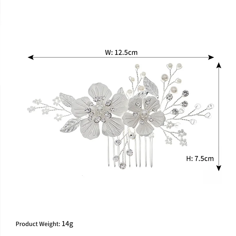 FORSEVEN Super Fairy Simple Silver Color Flower Crystal Pearls Hair Combs Women Bride Noiva Wedding Veil Decor Jewelry Clips | Украшения и