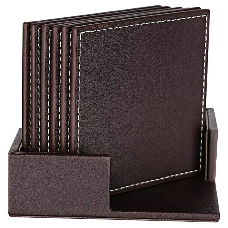 Подставки для напитков набор кожаных подставок с держателем из 6 предметов