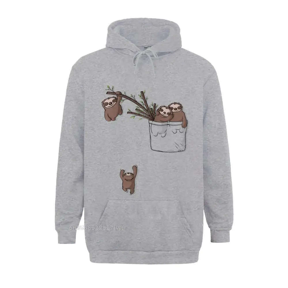 Hoodie - Cute Sloth Family Playing In Pocket Brand New Mens Hoodies Men Cotton Long Sleeve Fitness Tight