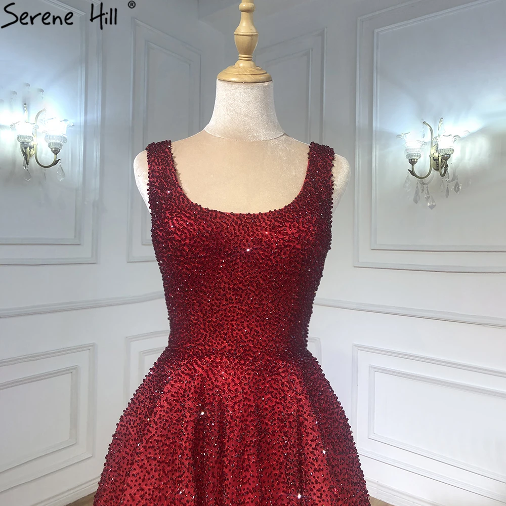 Вечерние платья Serene Hill Red Full Crystals Gowns A-Line Luxury Sleeveless Sexy для вечеринки женщин CLA70232A.