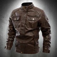 autumn leather jacket men motorcycle jacket pu leather biker jacket coffee casual coat smart jacket vintage coat for men outwear
