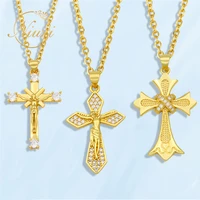 cross pendants necklaces for women vintage fashion gold color chain necklaces teens girls hip hop personalized trend jewelry hot