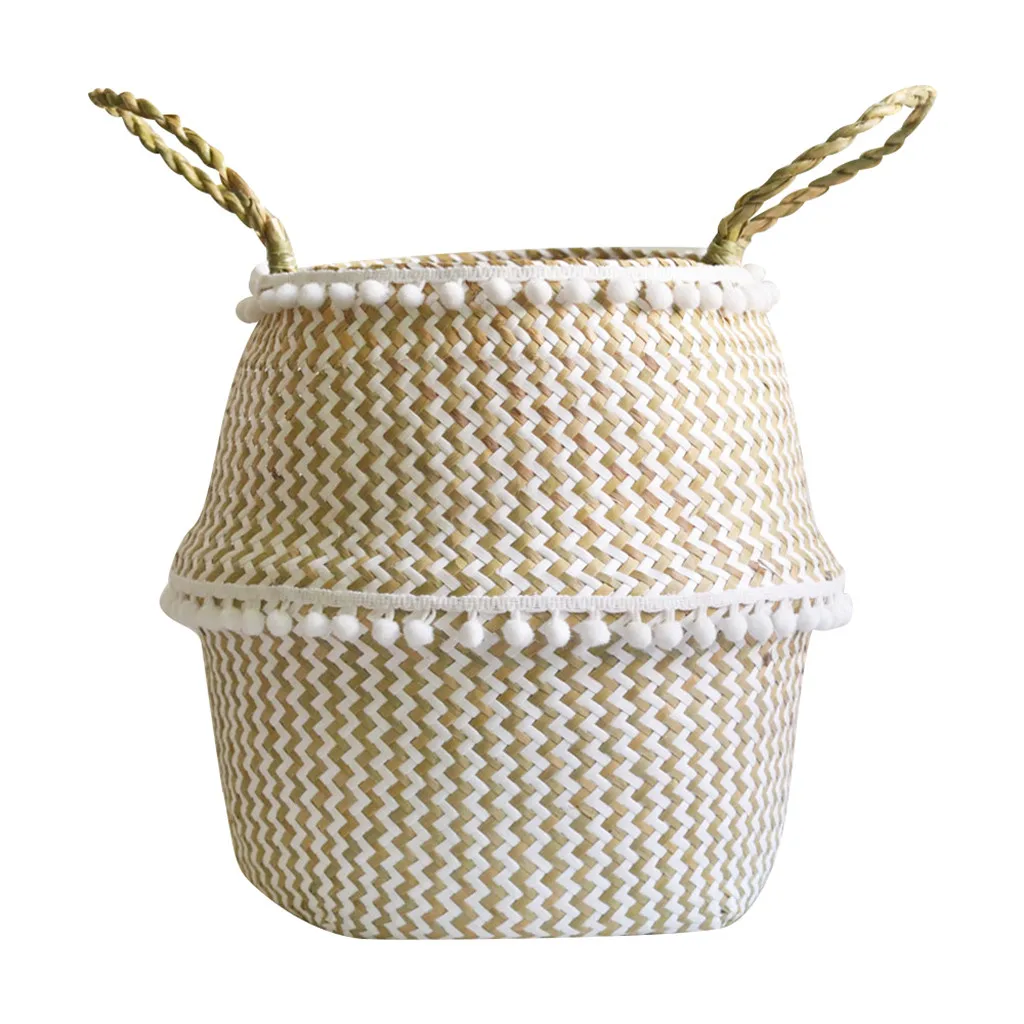 

Seagrass Wicker Laundry Basket Organizer Flower Pot Folding Basket Dirty Basket Storage Decoration Panier Rangement Cesta
