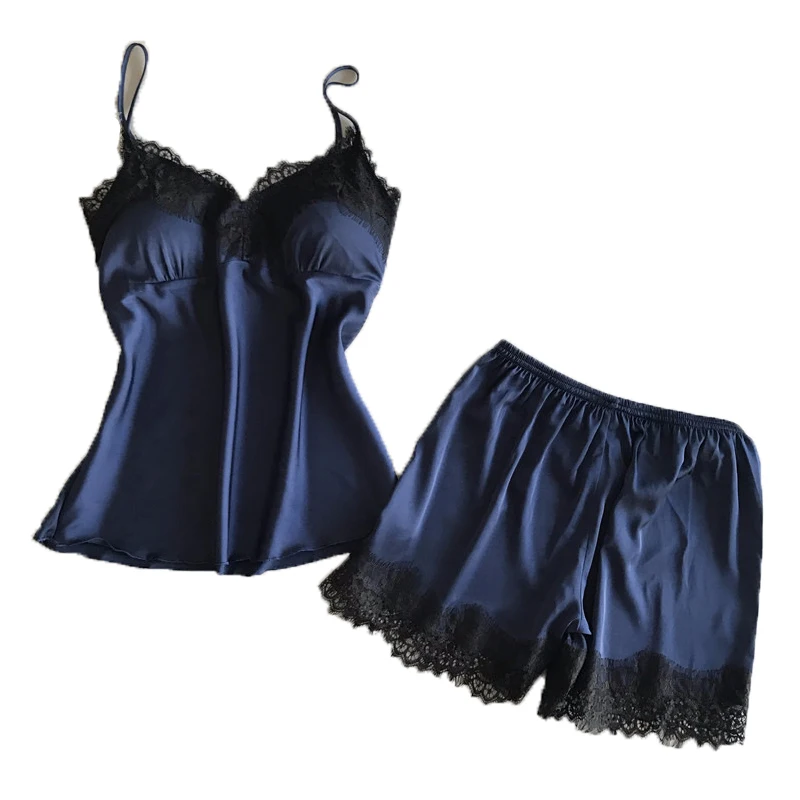 Женский пижамный комплект из топа и шорт с V-образным вырезом без рукавов |